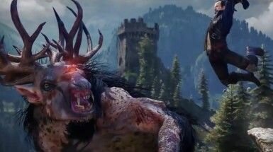 Трехглазый чудовищный олень гипнотизирует третьим глазом в The Witcher 3: Wild Hunt